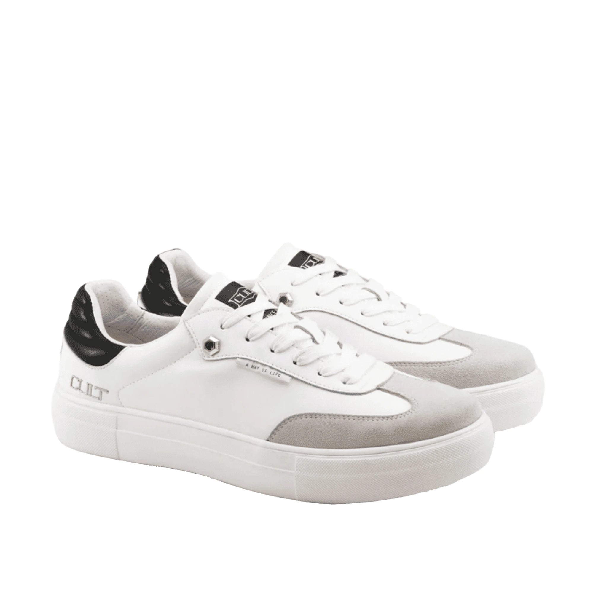 CULT SNEAKERS LEMMY in Pelle Bianca e Camoscio