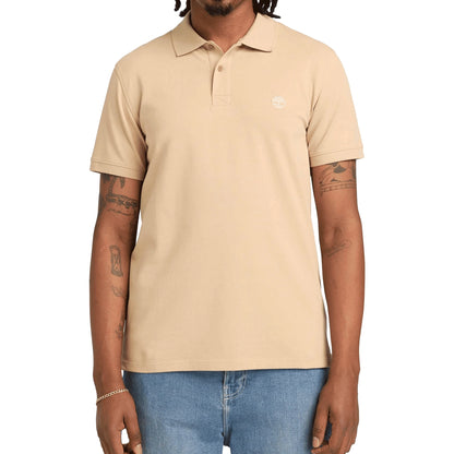 Polo Timberland uomo beige in cotone, comfort casual