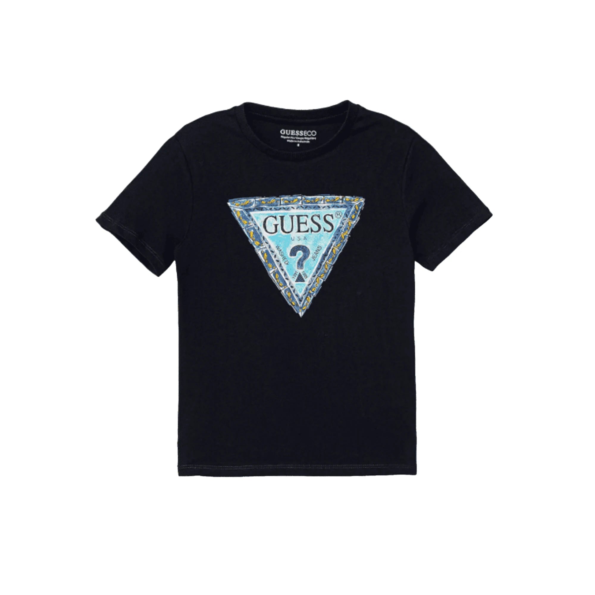 GUESS T-shirt Nera da Bambino con Maxi Logo Stampato