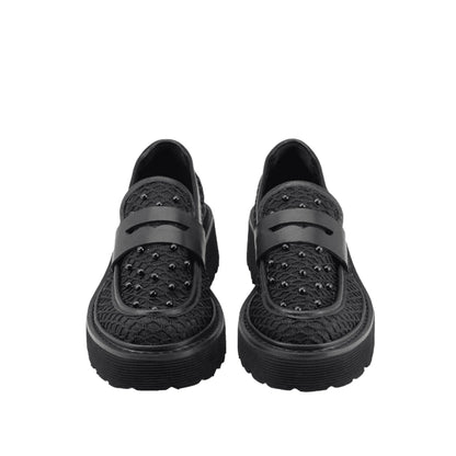 Cult Mocassino Slash 4695 Nero Pelle Mesh Borchie