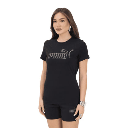 PUMA T-shirt Donna ESS Strass Nera