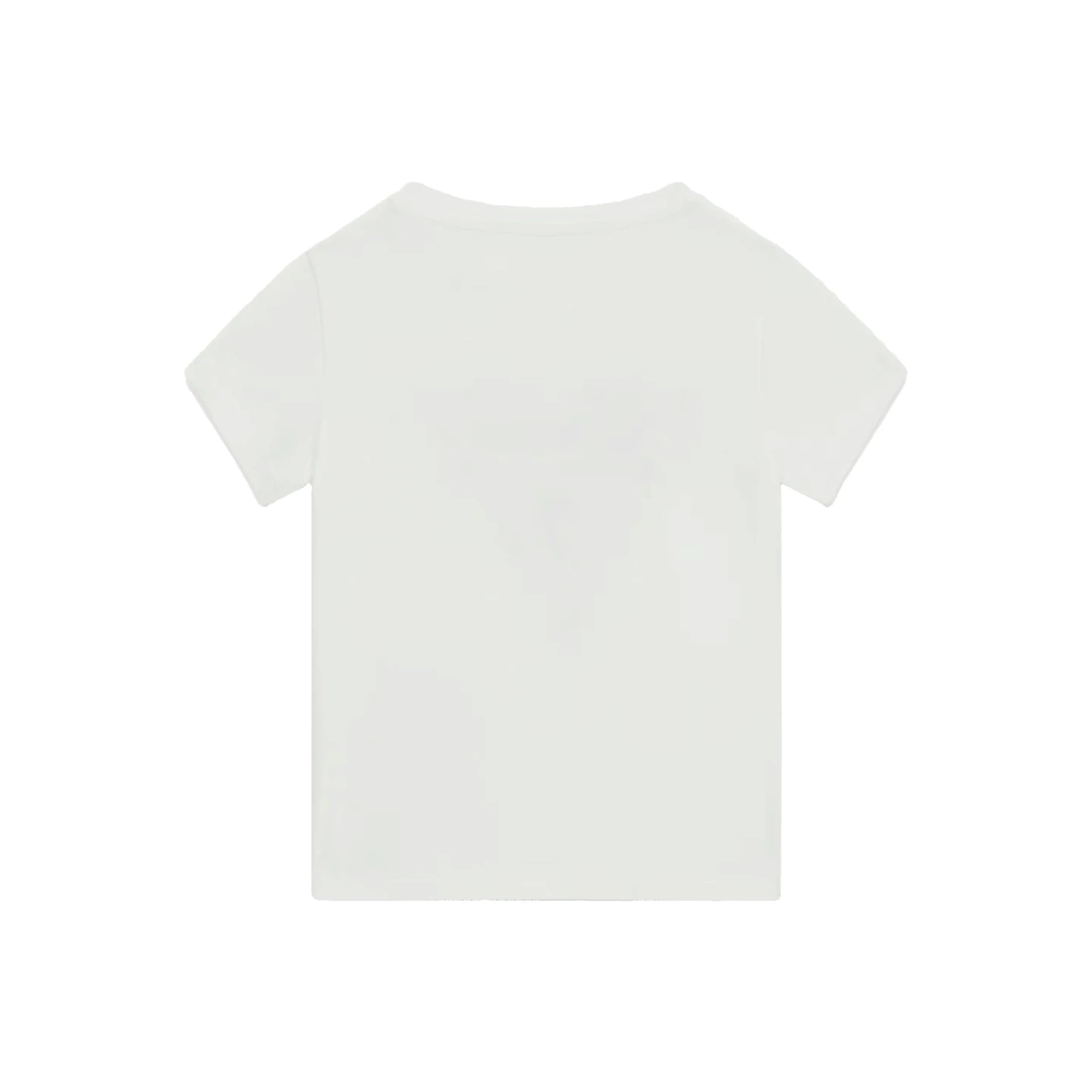 GUESS T-Shirt in Cotone Bianco da Bambina con Logo Paillettes 