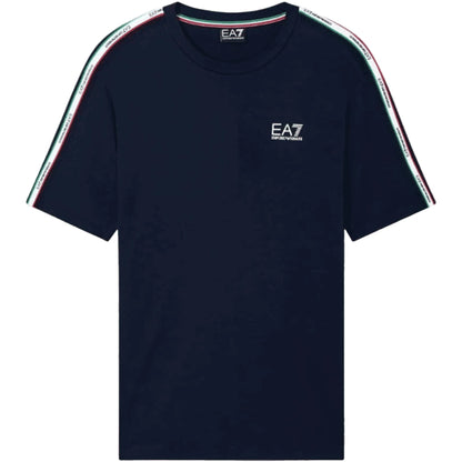 EMPORIO ARMANI EA7 T-shirt Uomo Italia Tape Tricolore Blu