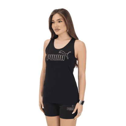 PUMA Canotta ESS LOGO TANK RHINESTONE Nera Donna