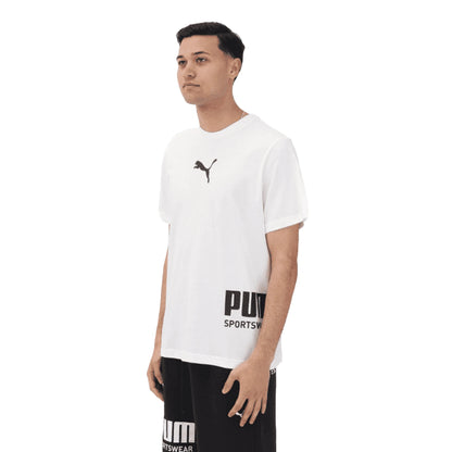 PUMA Maglietta Sport Graphic Uomo Bianca Relaxed Fit