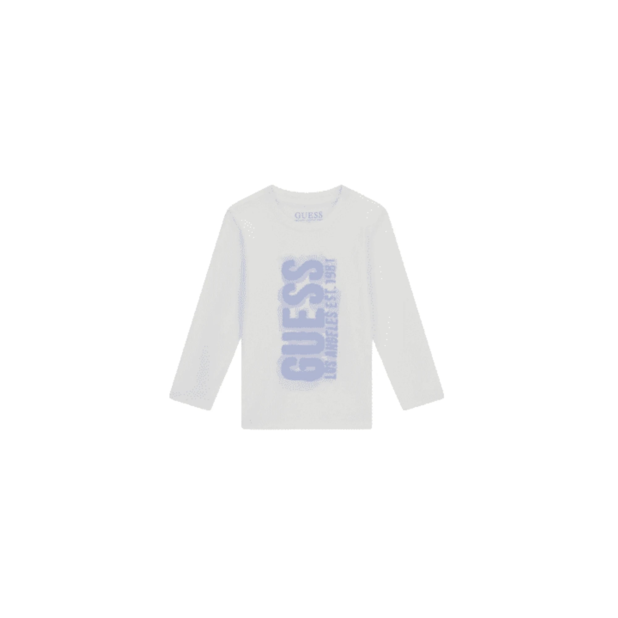 GUESS T-Shirt Maniche Lunghe Bianca Maxi Logo Verticale