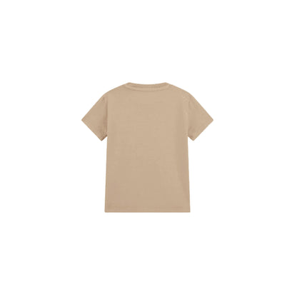 GUESS T-Shirt Beige con Logo Tono su Tono