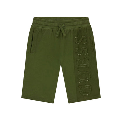 GUESS Shorts in Cotone Verde con Logo Laterale da Bambino