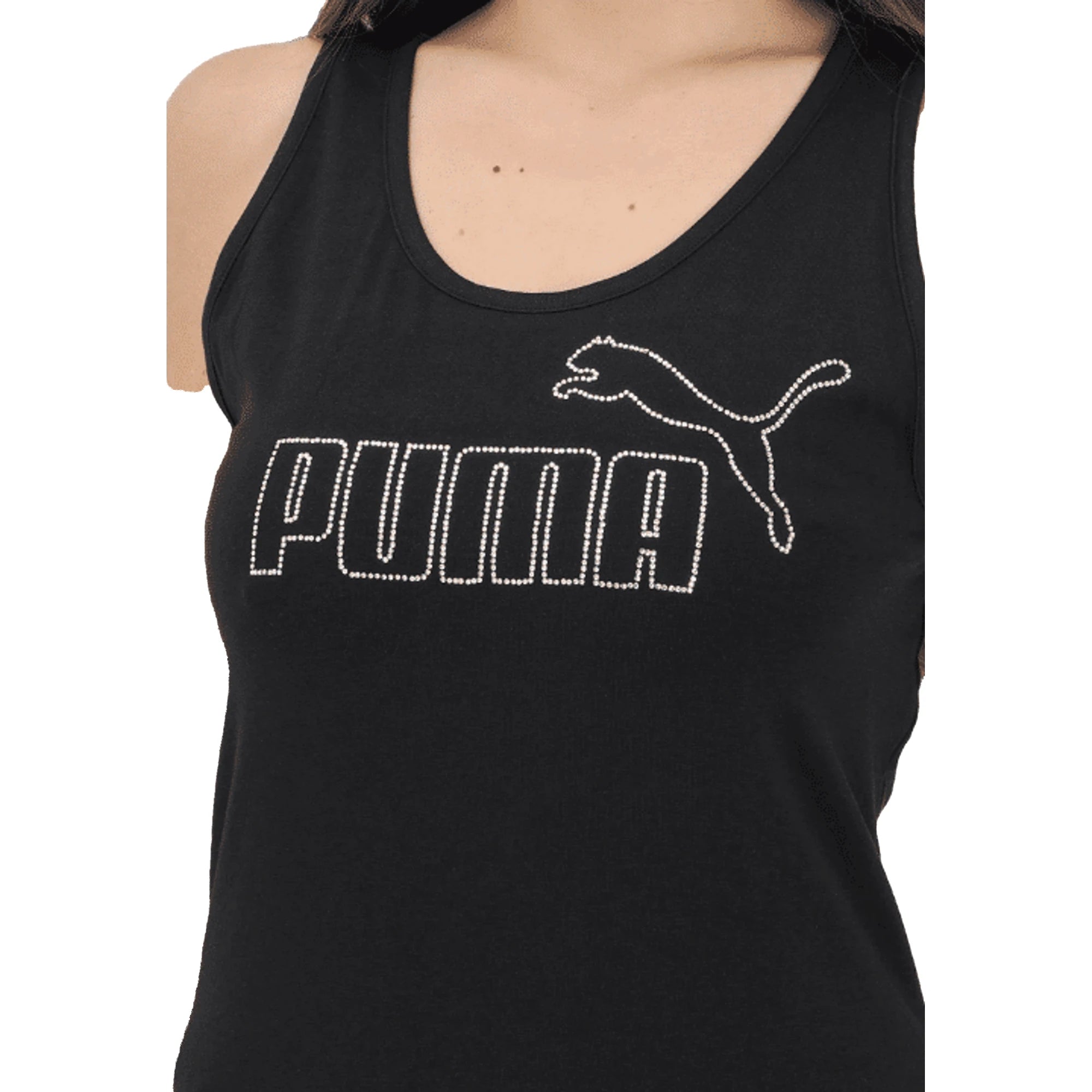 PUMA Canotta ESS LOGO TANK RHINESTONE Nera Donna