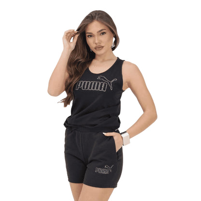 PUMA Canotta ESS LOGO TANK RHINESTONE Nera Donna