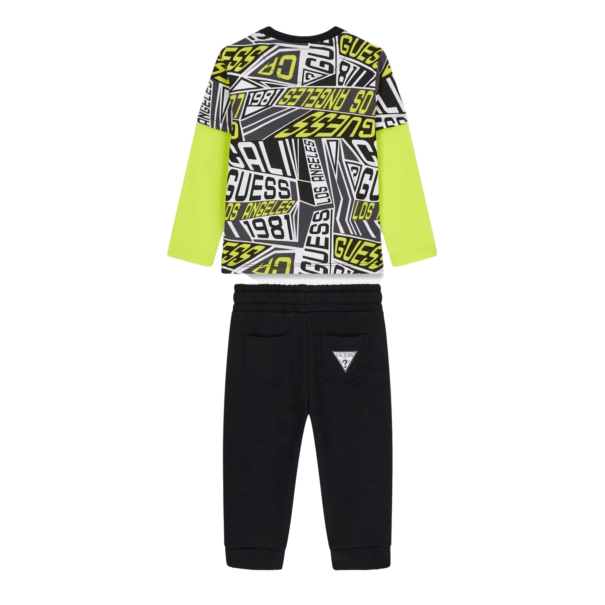 GUESS Set Maglia e Pantaloni Tuta da Bambino in Cotone Jersey