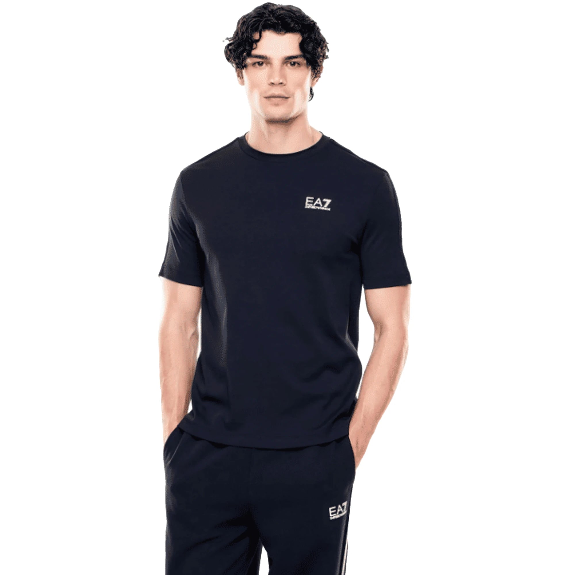 EMPORIO ARMANI EA7 T-shirt Uomo Italia Tape Tricolore Blu