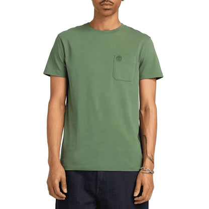 TIMBERLAND T-Shirt Dunstan River Tasca Petto Verde Slim Fit