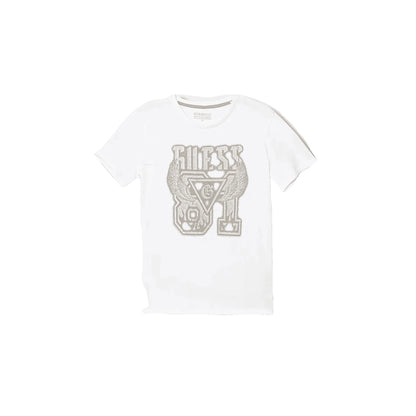 GUESS T-shirt Bianca da Bambino in Cotone Leggero e Logo stampato