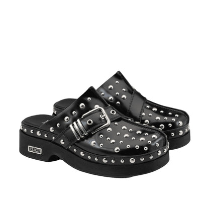 CULT Sabot Clog Muse 4743 in Pelle Nera con Borchie