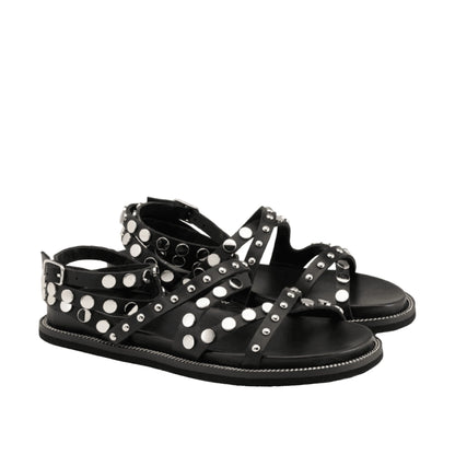 CULT Sandali Roshelle in Pelle Nera Borchiati