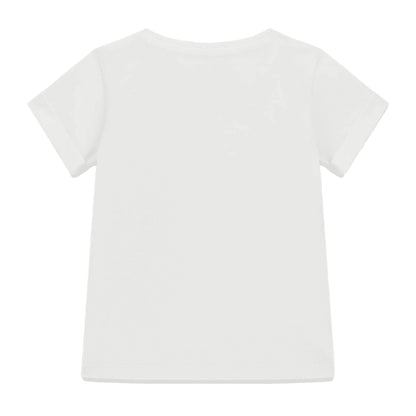 GUESS T-shirt da Bambina in Cotone Bianco con Logo Glitter