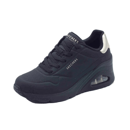 SKECHERS Uno Wedge Hi Steps Nere da Donna in Ecopelle