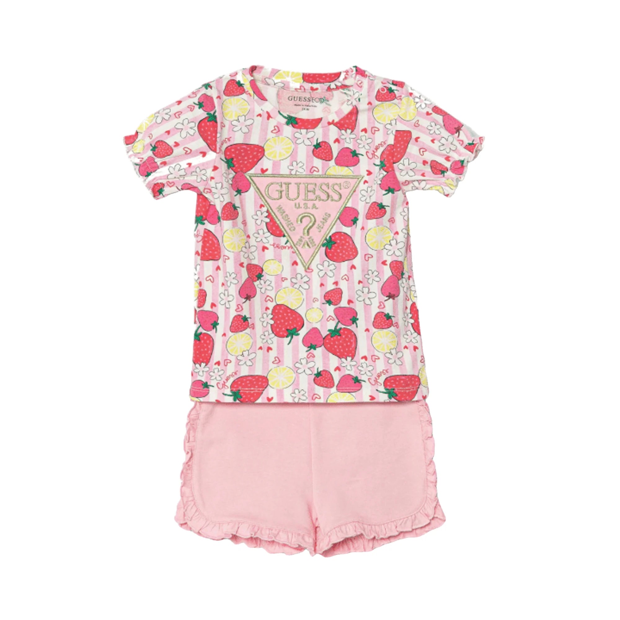 GUESS Completo da Neonata T-shirt e Shorts Rosa Fragola 