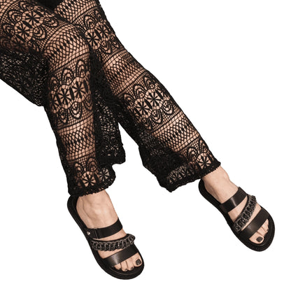 CULT Sandali Donna Roshelle in Pelle Nera con Strass