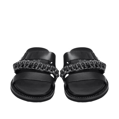 CULT Sandali Donna Roshelle in Pelle Nera con Strass
