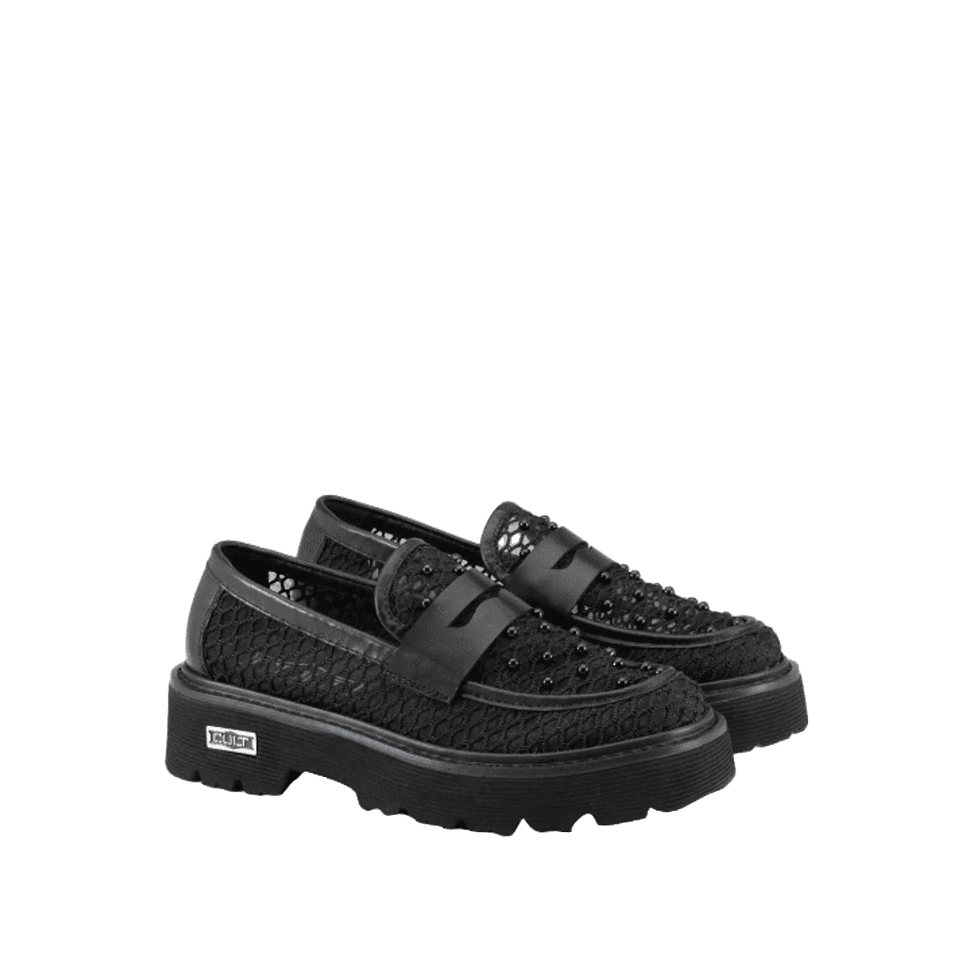 Cult Mocassino Slash 4695 Nero Pelle Mesh Borchie