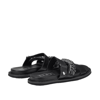 CULT Sandali Donna Roshelle in Pelle Nera con Strass