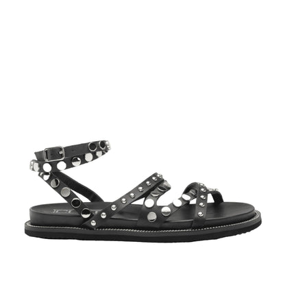 CULT Sandali Roshelle in Pelle Nera Borchiati