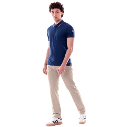 COLMAR Polo in Piqué di Cotone Blu da Uomo