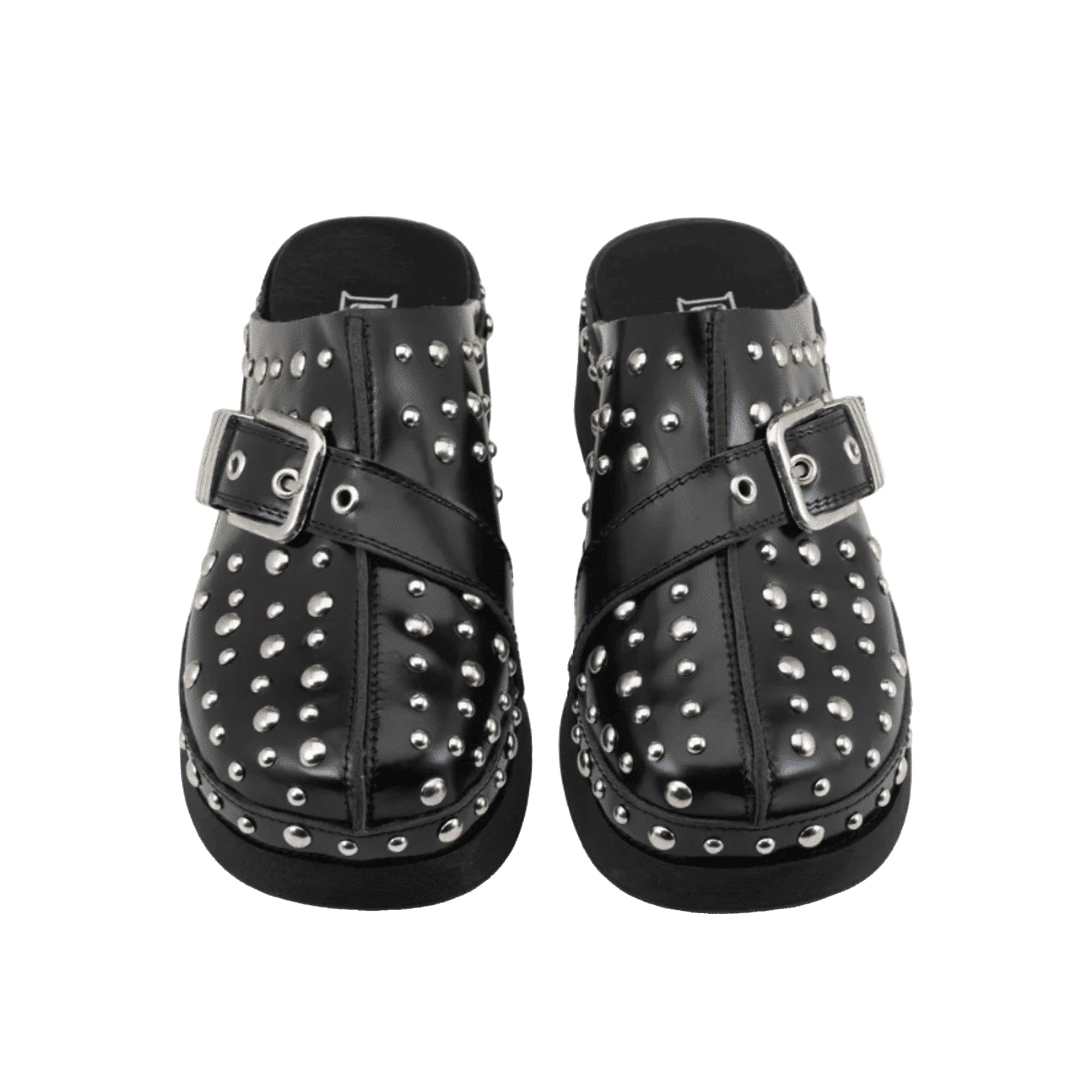 CULT Sabot Clog Muse 4743 in Pelle Nera con Borchie