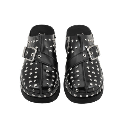 CULT Sabot Clog Muse 4743 in Pelle Nera con Borchie