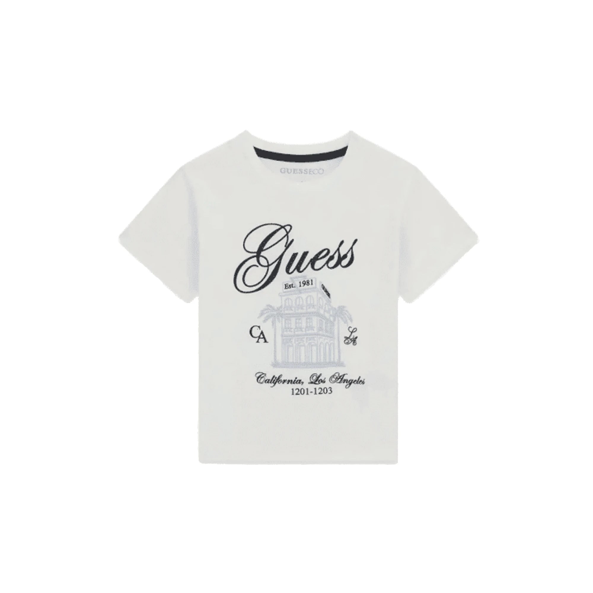 GUESS T-shirt Bianca da Bambino con Stampa e Logo