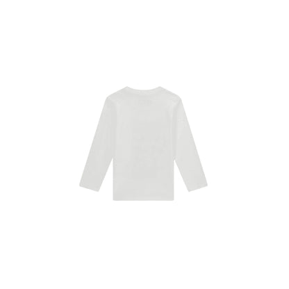 GUESS T-Shirt Maniche Lunghe Bianca Maxi Logo Verticale