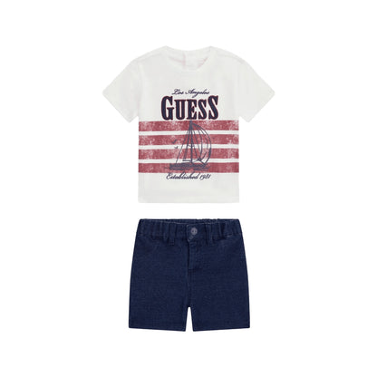GUESS Set Shorts e T-shirt in Cotone da Bambino