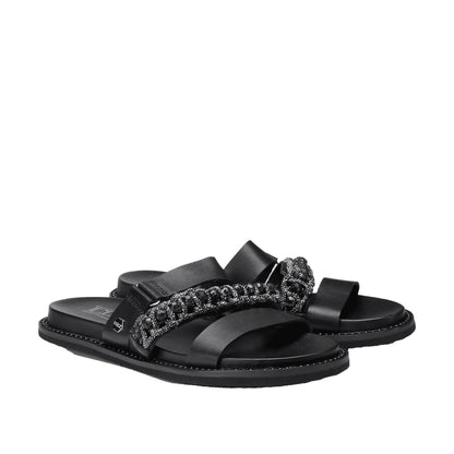 CULT Sandali Donna Roshelle in Pelle Nera con Strass