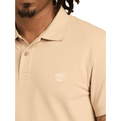 Polo Timberland uomo beige in cotone, comfort casual
