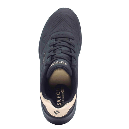 SKECHERS Uno Wedge Hi Steps Nere da Donna in Ecopelle