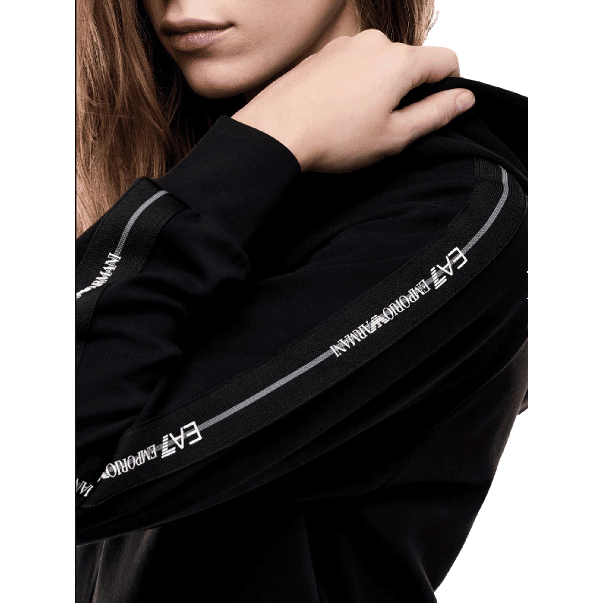 EMPORIO ARMANI EA7 Felpa con Cappuccio Zip Donna Nero