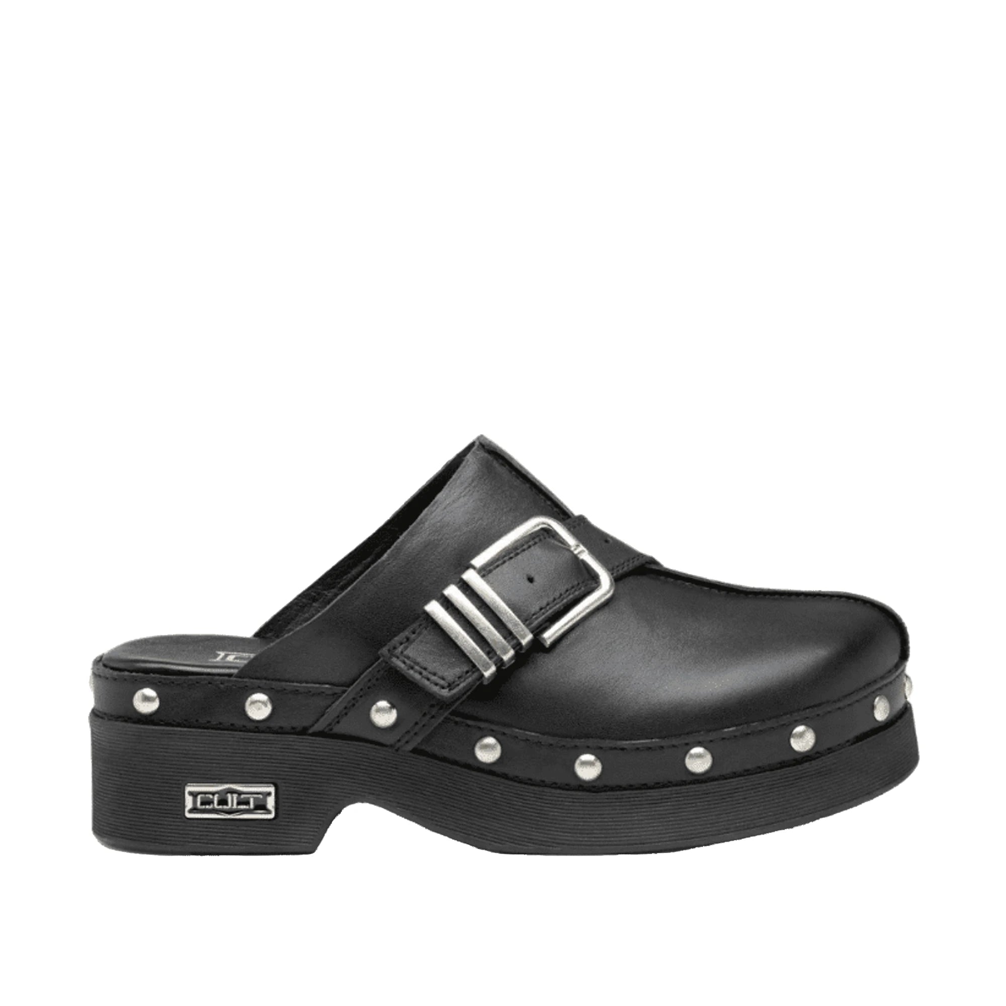 CULT Sabot Muse in Pelle Nera con Borchie