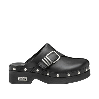 CULT Sabot Muse in Pelle Nera con Borchie