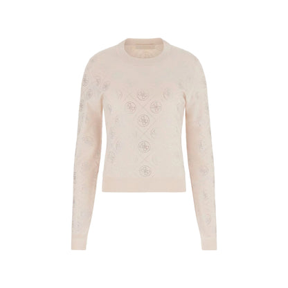 GUESS Maglione da Donna Logo con Strass in Misto Lana