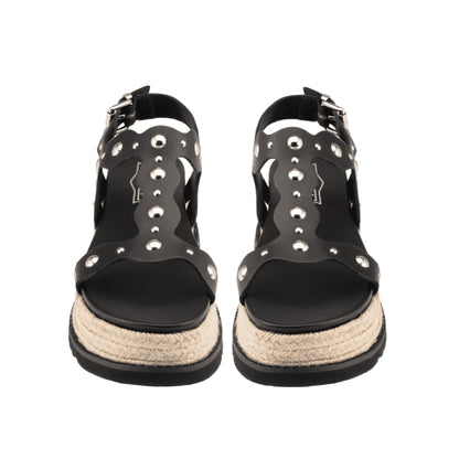 CULT Sandali DOJA 4736 in Pelle Nera con Borchie