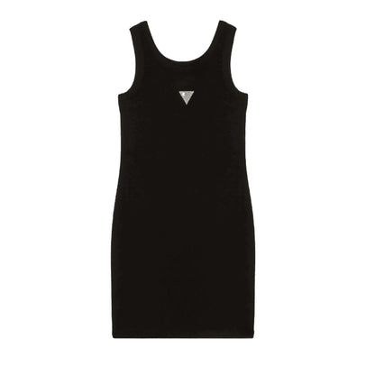 GUESS Vestito Midi in Cotone Elasticizzato Nero da Bambina