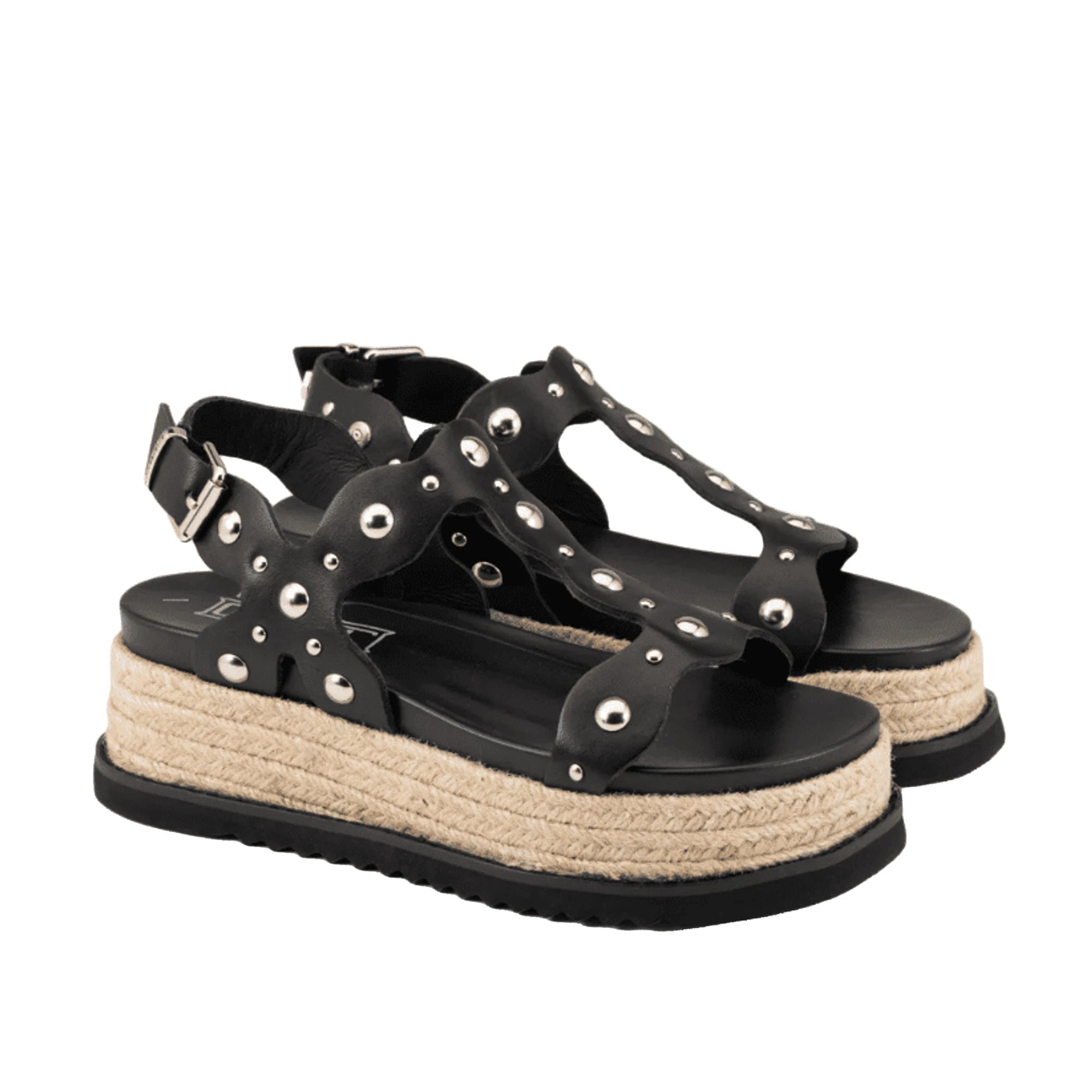 CULT Sandali DOJA 4736 in Pelle Nera con Borchie