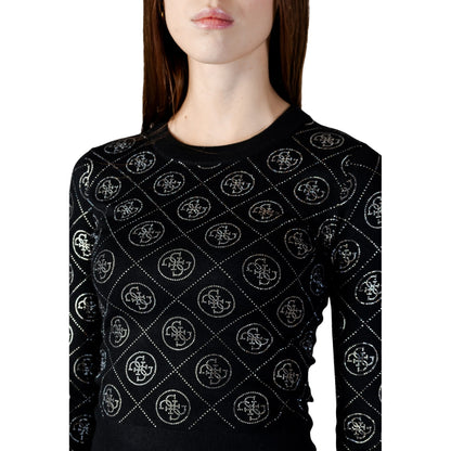 GUESS Maglia con logo strass da donna in nero