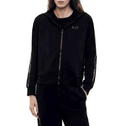 EMPORIO ARMANI EA7 Felpa con Cappuccio Zip Donna Nero