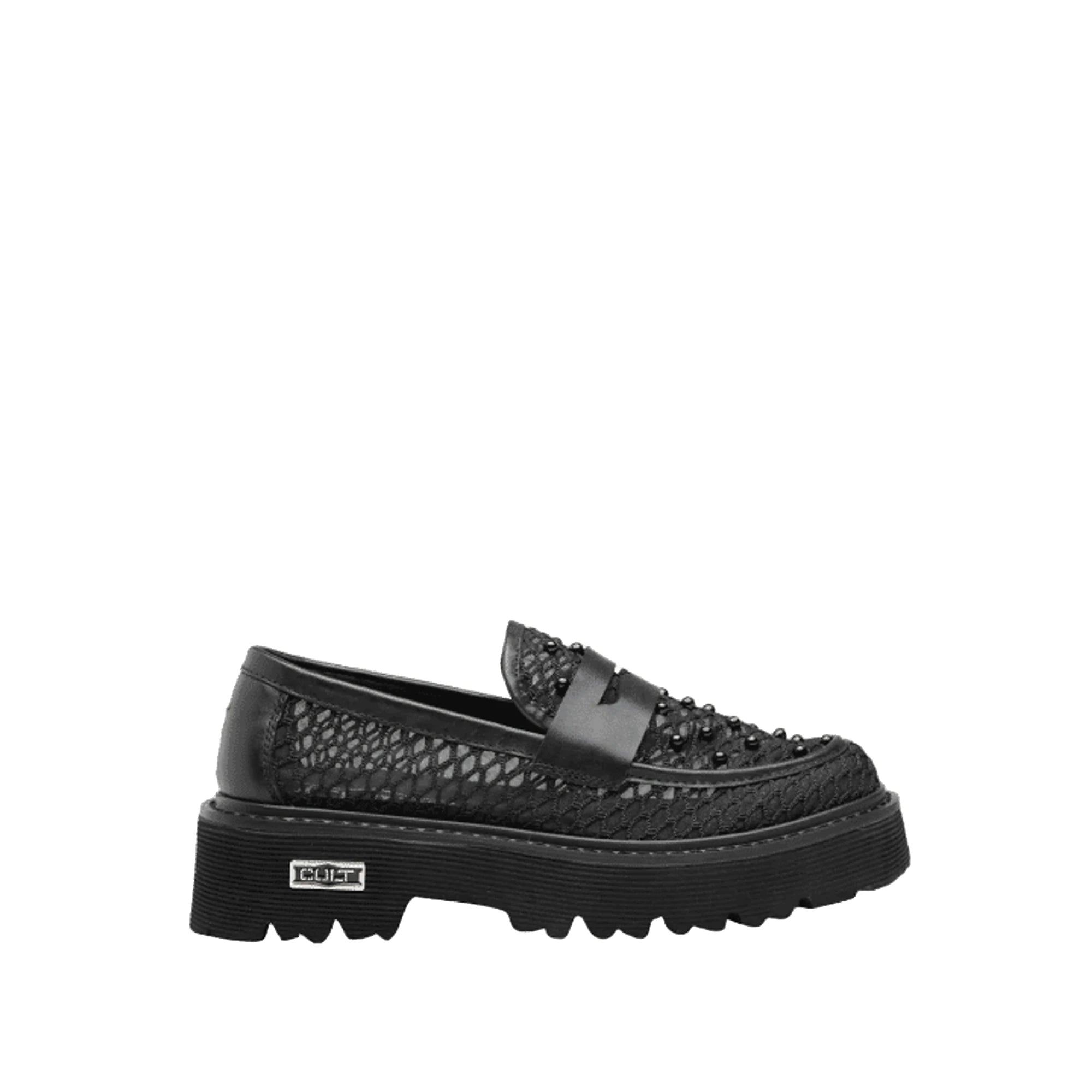 Cult Mocassino Slash 4695 Nero Pelle Mesh Borchie