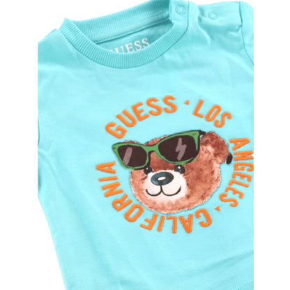 GUESS Completo Tuta in Cotone da Neonato con Logo e Stampa