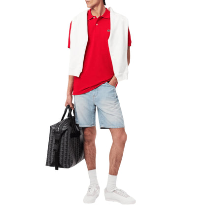 LACOSTE Polo Piqué da Uomo in Rosso con logo ricamato