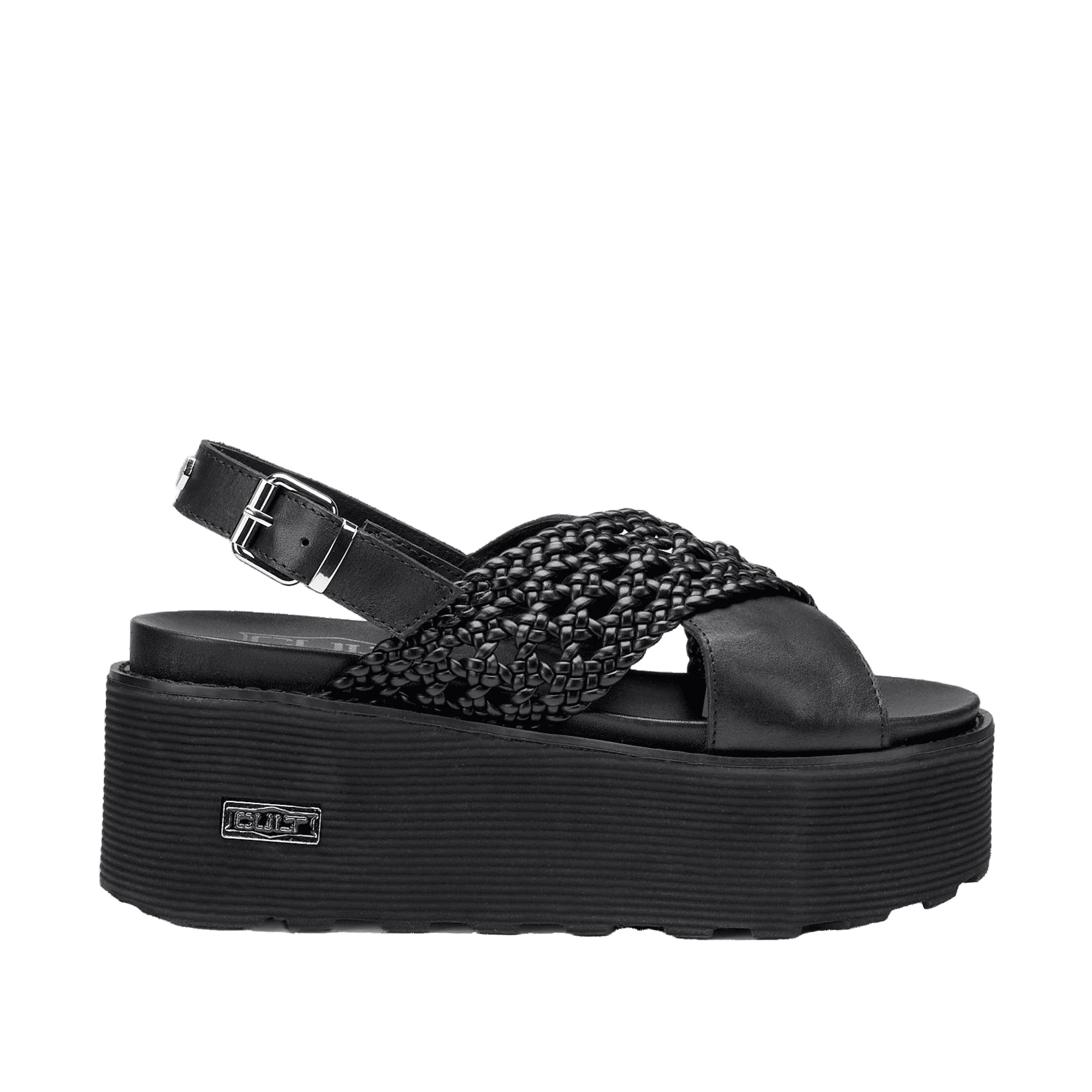 CULT Nancy Sandali Platform Pelle Nera Donna